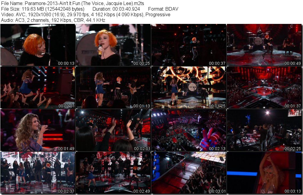 Paramore-2013-Ain't It Fun (The Voice, Jacquie Lee) m2ts preview 0