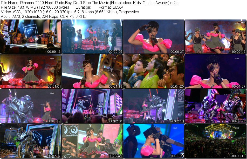 Rihanna-2010-Hard, Rude Boy, Don't Stop The Music (Nickelodeon Kids' Choice Awards) m2ts preview 0