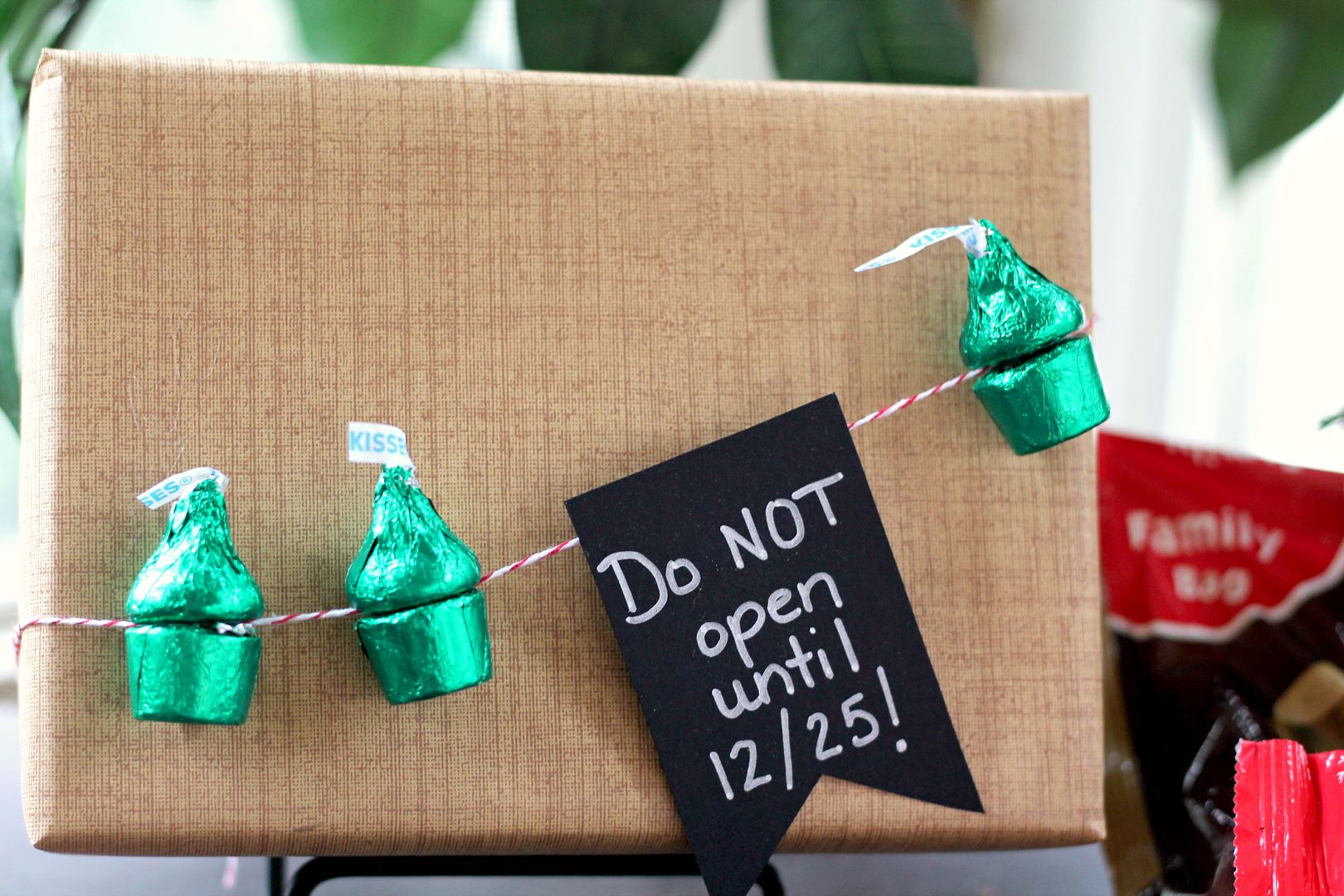 This is a great craft to do with kids! Use Hershey's kisses and Rolos to make a Christmas Tree garland! SO easy! 