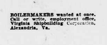 Help wanted add from the Evening Star July 02, 1919.