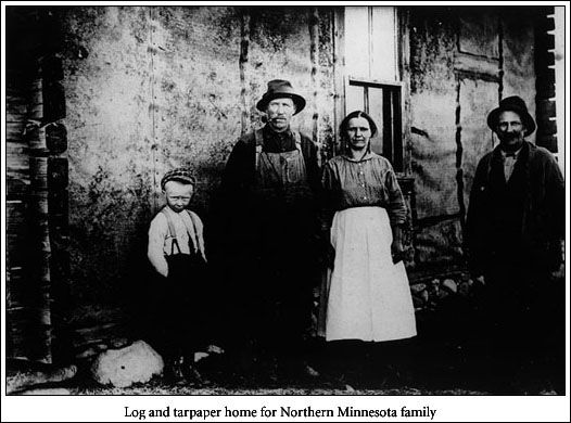 Log and tarpaper home for Northern Minnesota family. Found on the Minnesota Public Radio website.