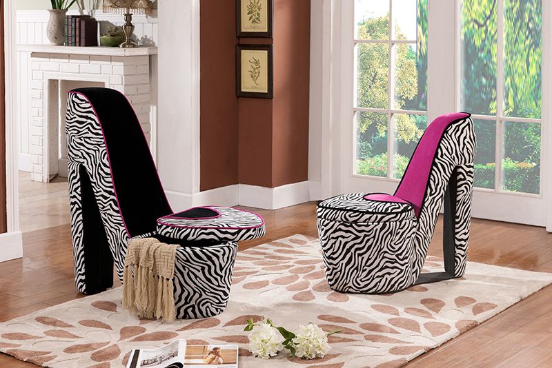 Shoe Chairs Fabric chair Contemporary style Available in Zebra Pink Shoe Chairs Fabric chair Contemporary style Available in Zebra Pink