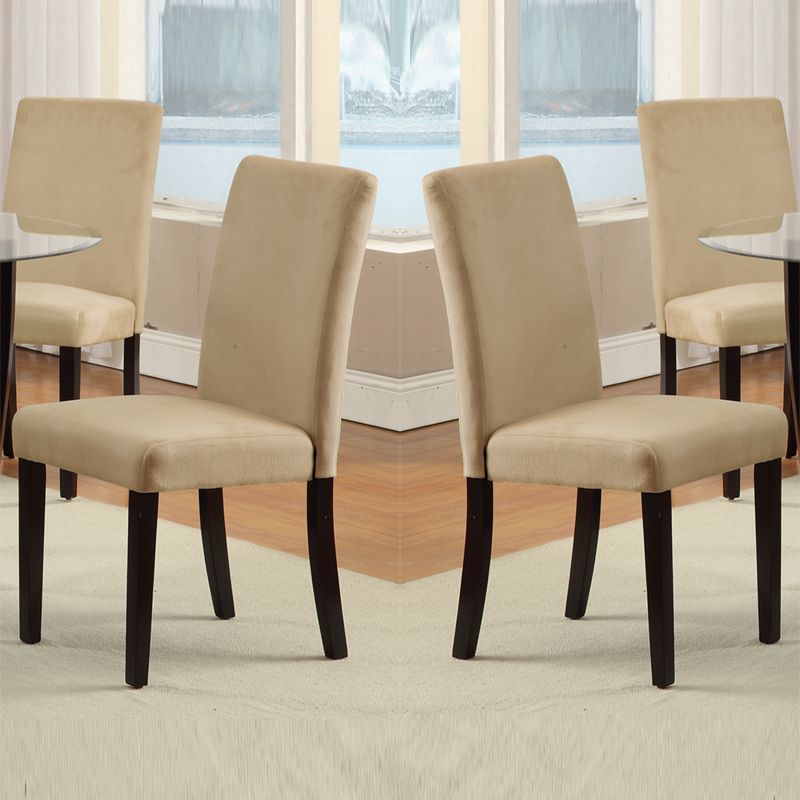 Set Of 2 Parson Design Hazelnut Microfiber Covered Dining Chair W