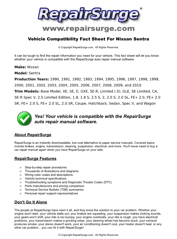 1998 Nissan sentra repair manual online #7