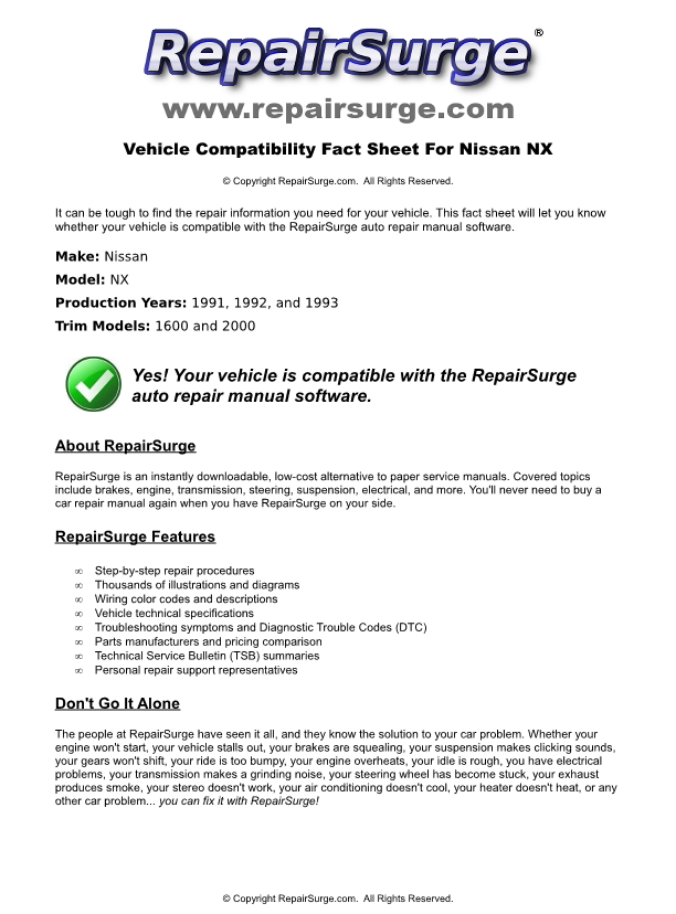 1991 Nissan nx repair manual #5