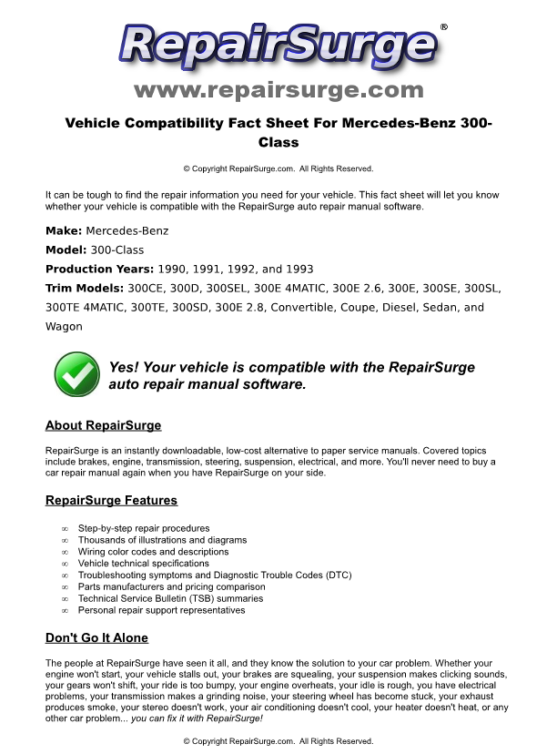 Mercedes 300e repair manual online #1