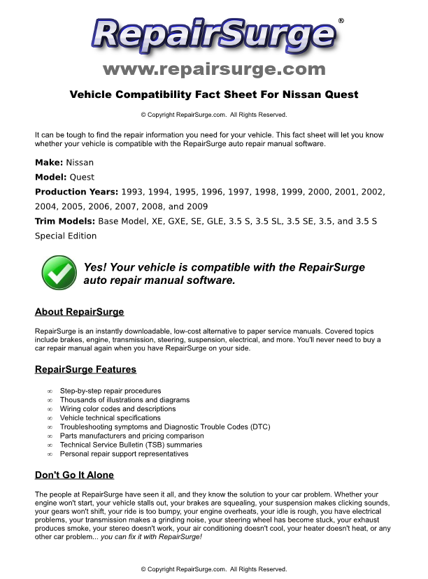 1998 Nissan quest user manual #2