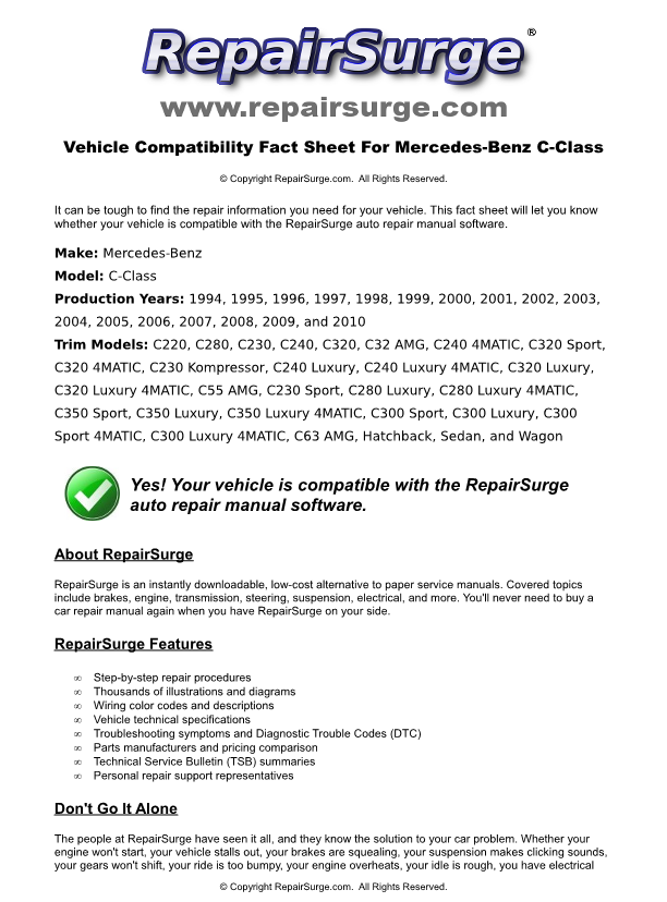 2008 Mercedes c300 repair manual