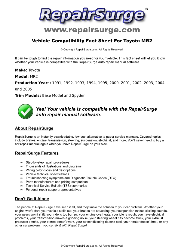 toyota mr2 1991 service manual / repair manual #3
