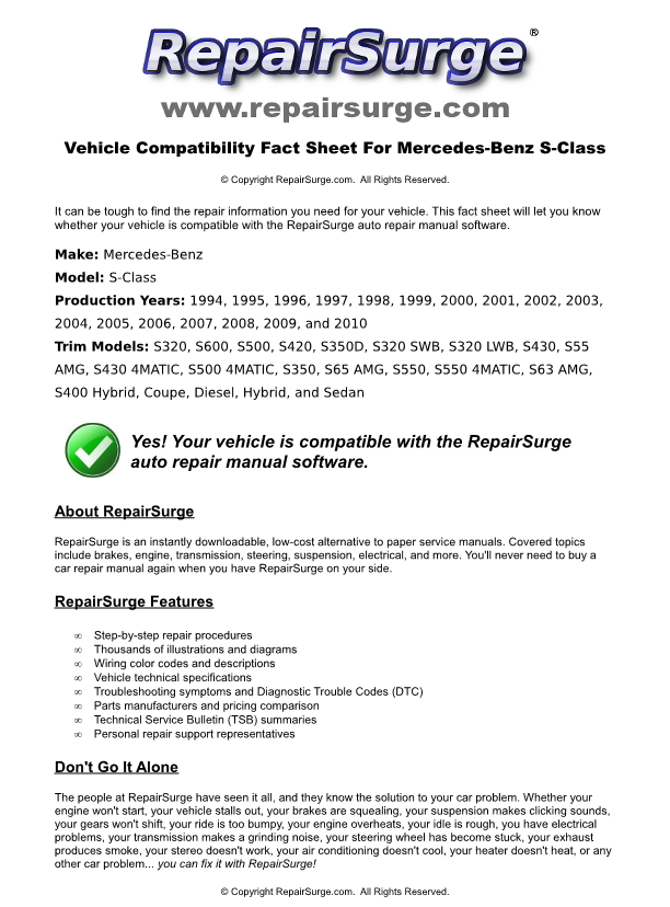 Mercedes benz s500 repair manual