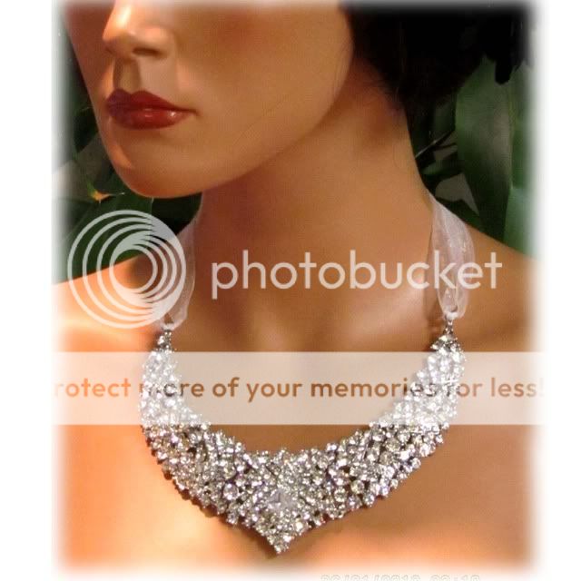OOAK Handmade Bridal Statement Crystal Swarovski Rhinestone Necklace 
