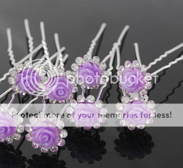U Pick 10 Pcs Resin Rose Wedding Bridal Party Crystal Hair Pin Clips H051