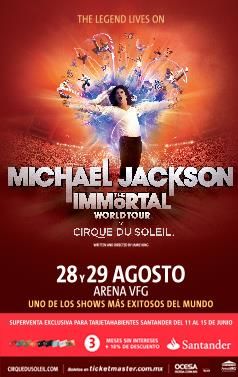 #MJIMMORTAL Michael Jackson The Immortal World Tour: en la Arena VFG de Guadalajara, Jalisco (Méx.) el 28 y 29 de agosto. Ciudad de México: Palacio de los Deportes del 20 al 24 de agosto. #TheImmortalMx