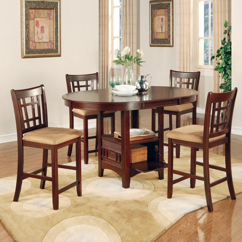 Cappuccino Dark Cherry Storage Counter Height Leaf Pub Table Dining ... Cappuccino Dark Cherry Storage Counter Height Leaf Pub Table Dining ...