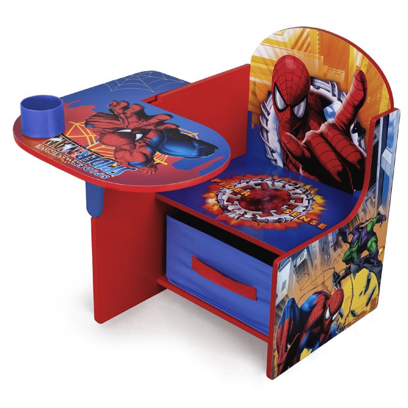 Disney Spider Man Chair Desk w Removable Bin Storage Toy Organizer Cup Holder