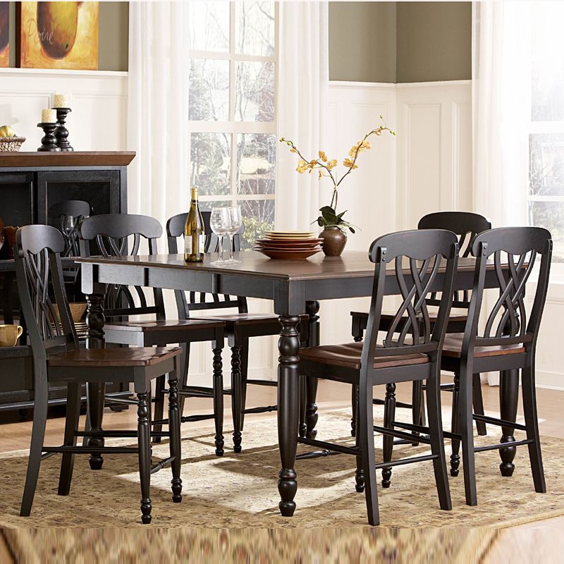 Casual Country Black Cherry Solid Wood Counter Height Table Dining Kitchen Set