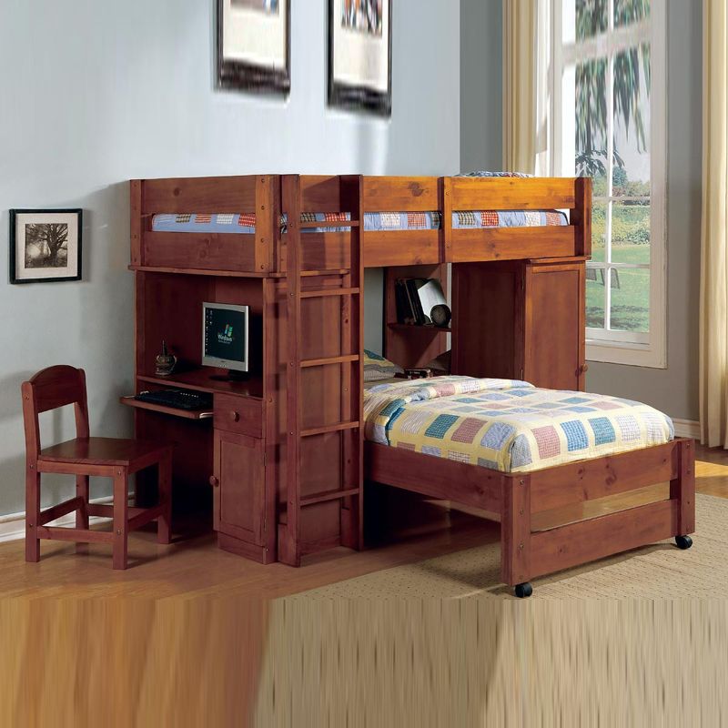 Kids Oak Junior Student Desk Chair Closet Bookcase Twin Loft Bunk Bed Bunkbed
