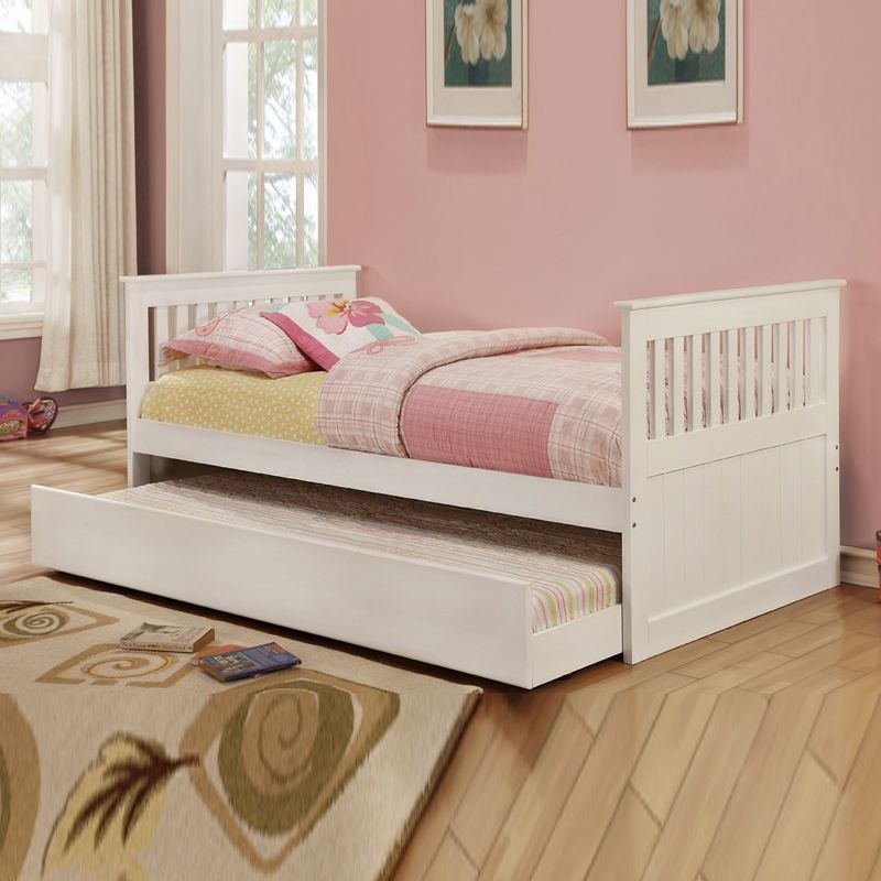 MISSION Low Profile Kids Girls Boys White Black Cherry Twin Trundle Bed ...