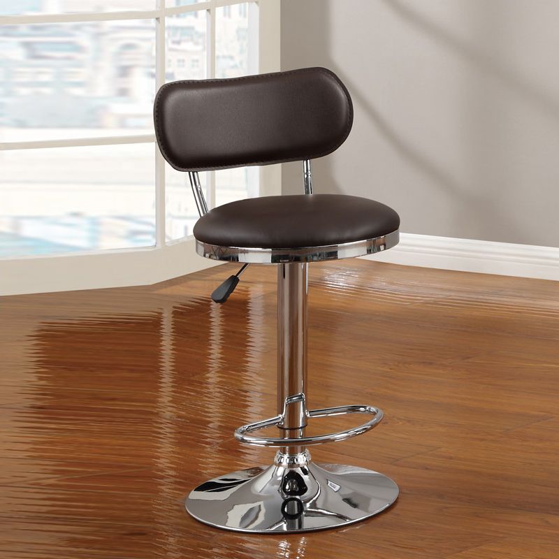 Air Lift Chorme Metal Adjustable Swivel Barstool Counter Stool Brown PVC Seat