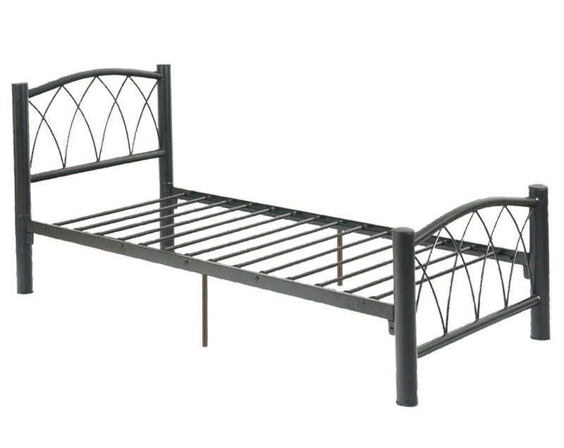 Modern Arched x Patterns Youth Kids Boys Black Durable Metal Twin Full Slats Bed