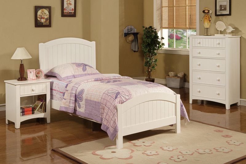 New Lovely Girls Kids Youth Cottage Pure White Wood Beadboard Twin Panel Bed