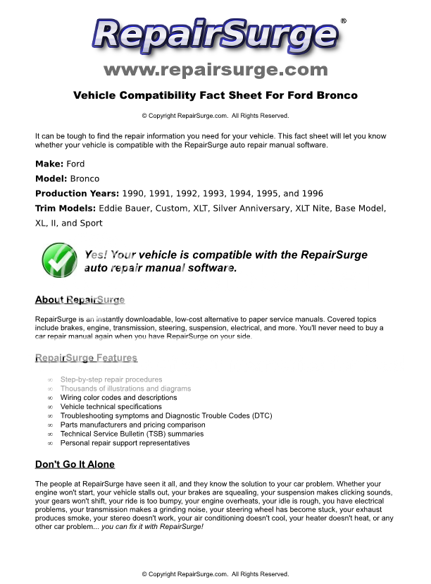 1990 Ford bronco owners manual download #10