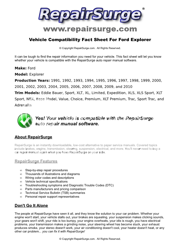 Online engine repair manual for a 1993 ford escort