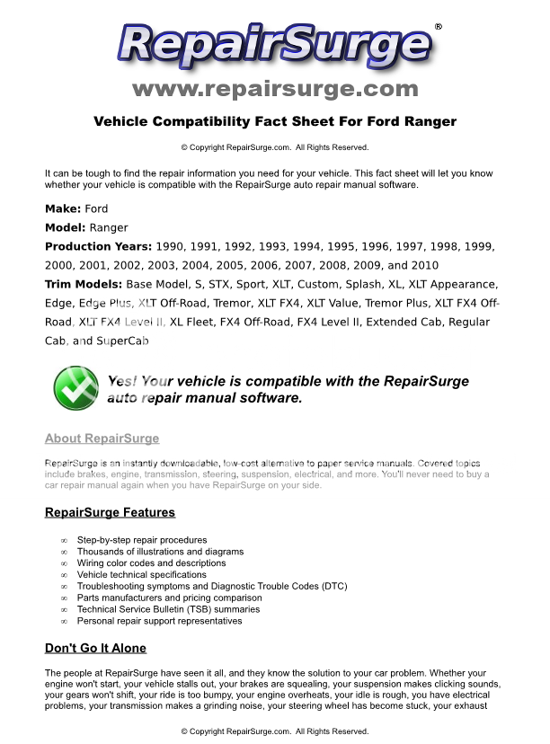 2003 Ford ranger user manual #9
