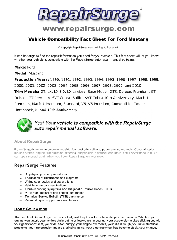 2001 Ford mustang repair manual download