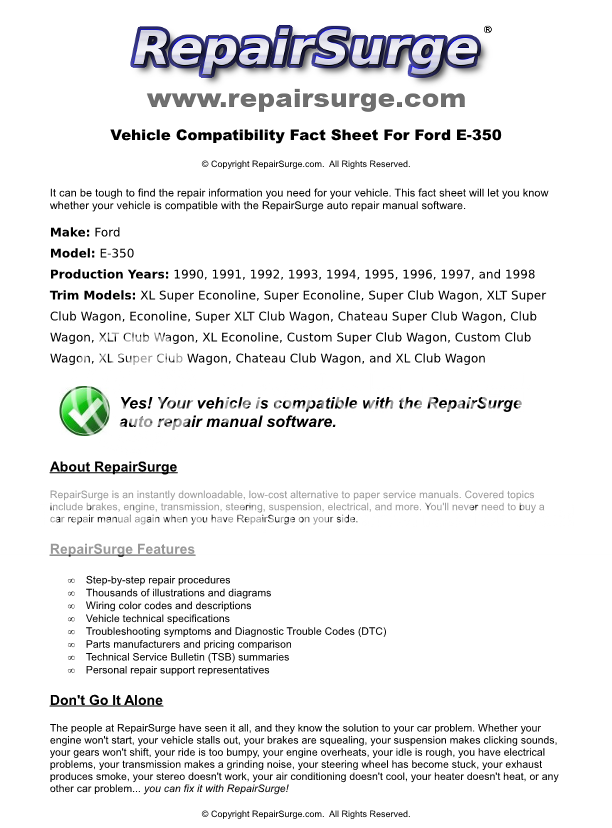 1992 Ford e350 owners manual #6
